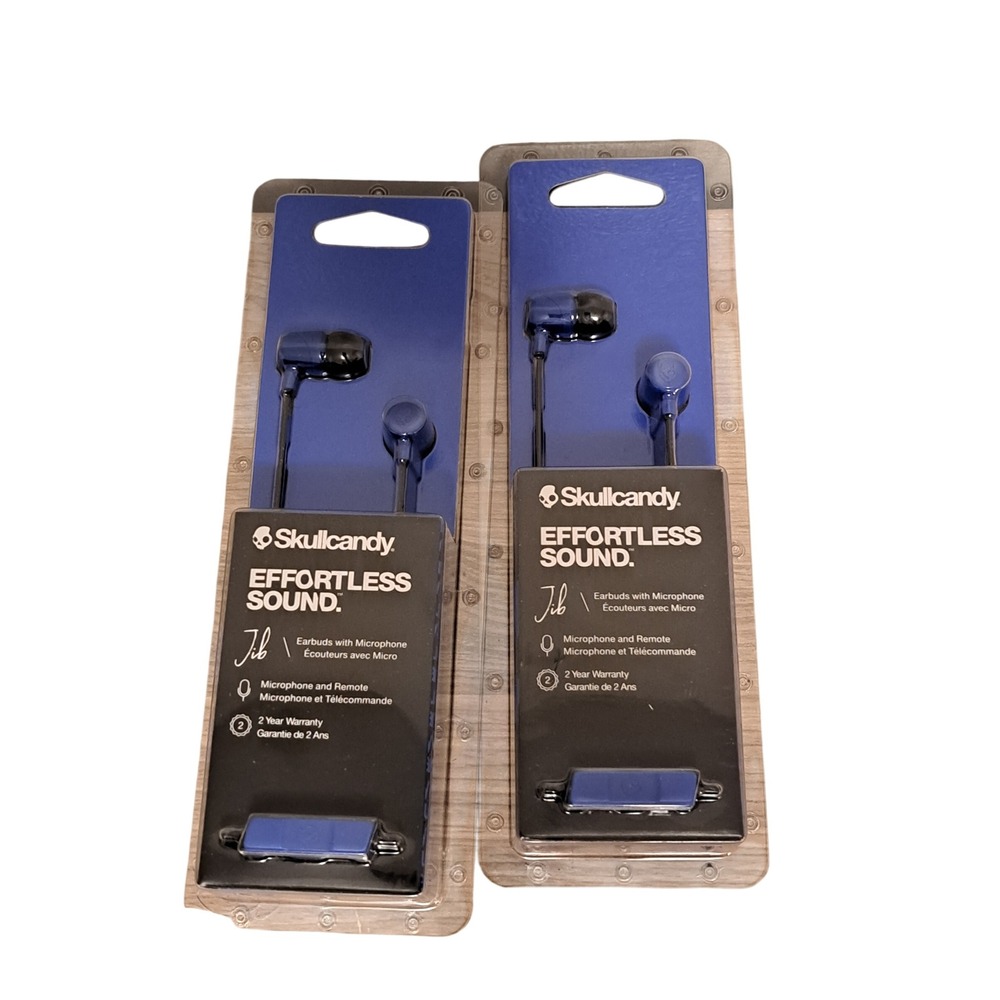 Skullcandy LOT of 2 Jib Earbuds with Microphone and Remote Blue Model S2DUYK